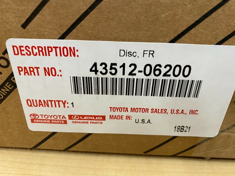2019-2023 TOYOTA RAV4 GENUINE OEM NEW FRONT BRAKE ROTORS 4351206200 gallery