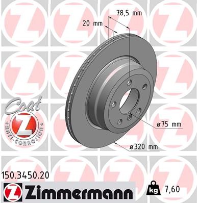 Zimmermann 150.3450.20 Brake Disc for BMW