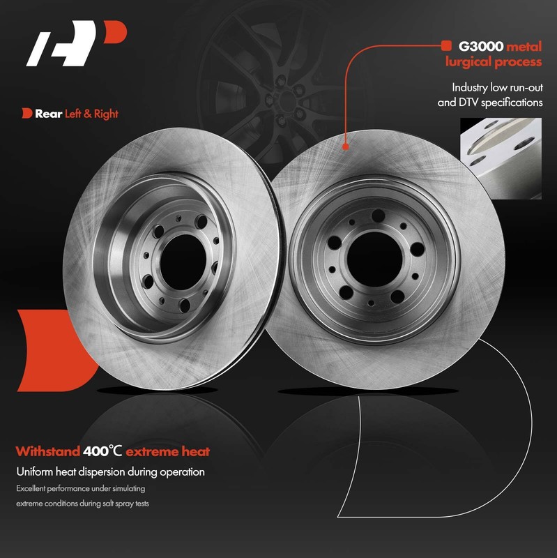 Rear Disc Rotors & Ceramic Brake Pads for Volvo XC90 03-14 2.5L 2.9L 4.4L 3.2L gallery