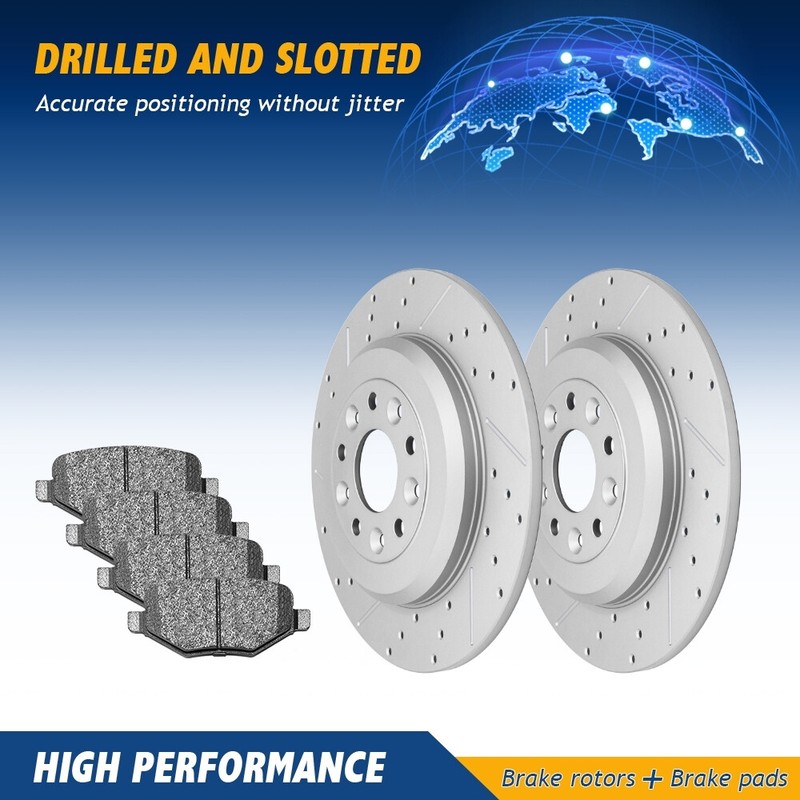 Rear Brake Rotors & Ceramic Pads For Ford Edge Explorer Flex Lincoln MKT MKX