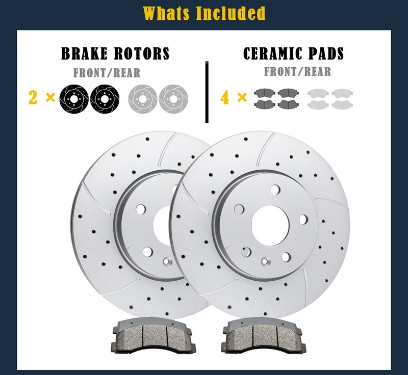 Fit for Chevrolet Equinox 321mm Front Slotted Brake Rotors and Pads Kit Brakes gallery