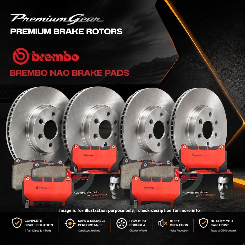 Front+Rear Premium Disc Rotors+Brembo NAO Brake Pads for Hyundai iMax TQ 08-21