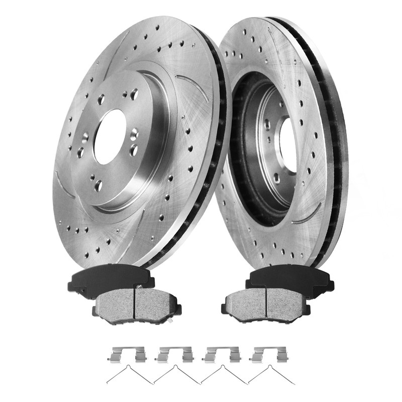 Front Drilled Slotted Ceramic Brake Pads Rotors For 2003-2008 Honda Pilot 3.5L gallery