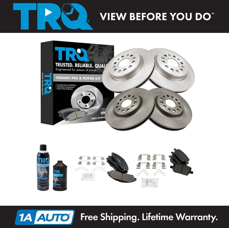 TRQ Front & Rear Ceramic Brake Pad & Rotor Kit w/Chemicals for Enclave Blazer