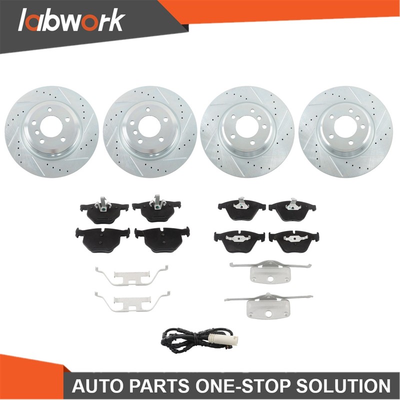 Labwork Front Rear Drilled Brake Rotors & Ceramic Pads For BMW E92 335d 335i