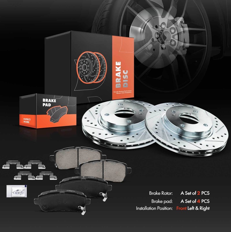 6x Front Side Drilled Brake Rotor & Ceramic Brake Pads for Ford Fiesta 2011-2019 gallery