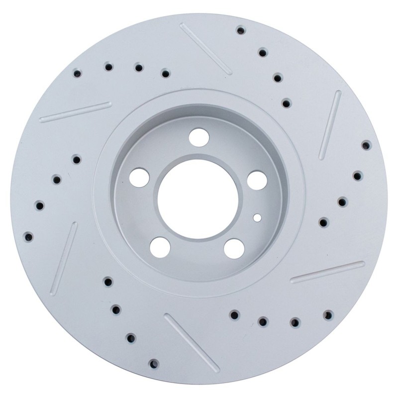 TRQ Performance Brake Rotor Drilled & Slotted G-Coated Front Pair for VW gallery