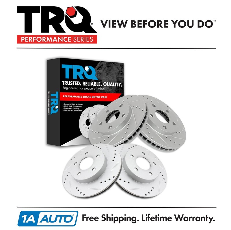 TRQ Drilled Brake Rotor Set For Chevrolet Camaro Firebird
