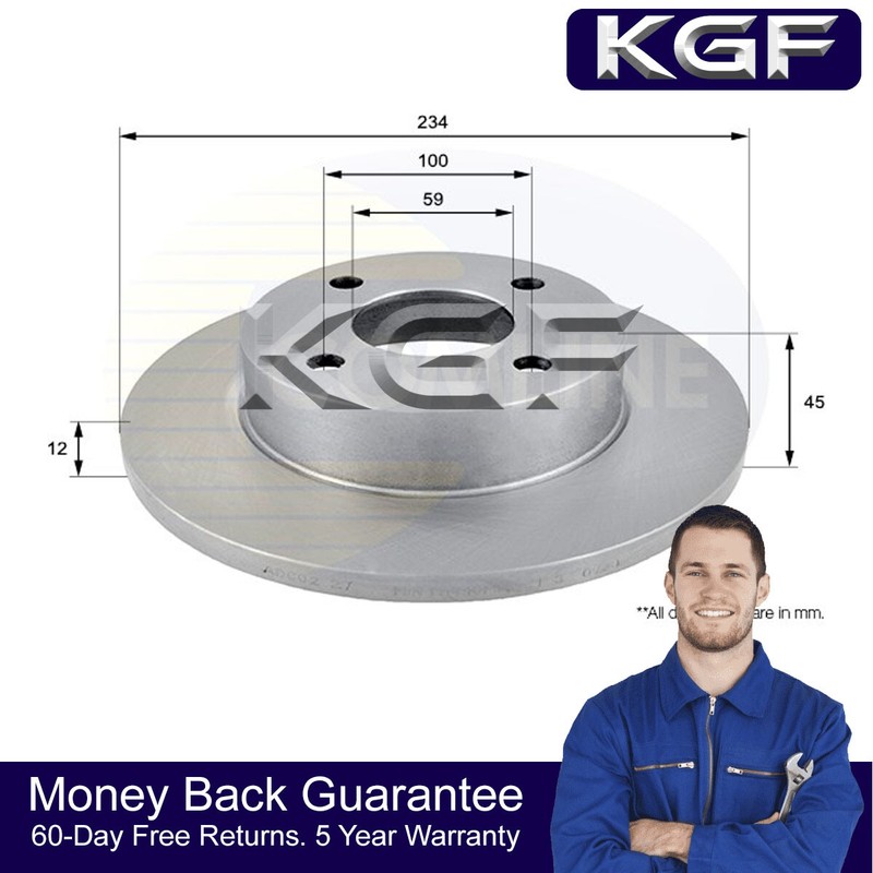 KGF Front Brake Disc Fits Nissan Micra 1992-2003 1.0 1.3 1.4 1.5 D #1