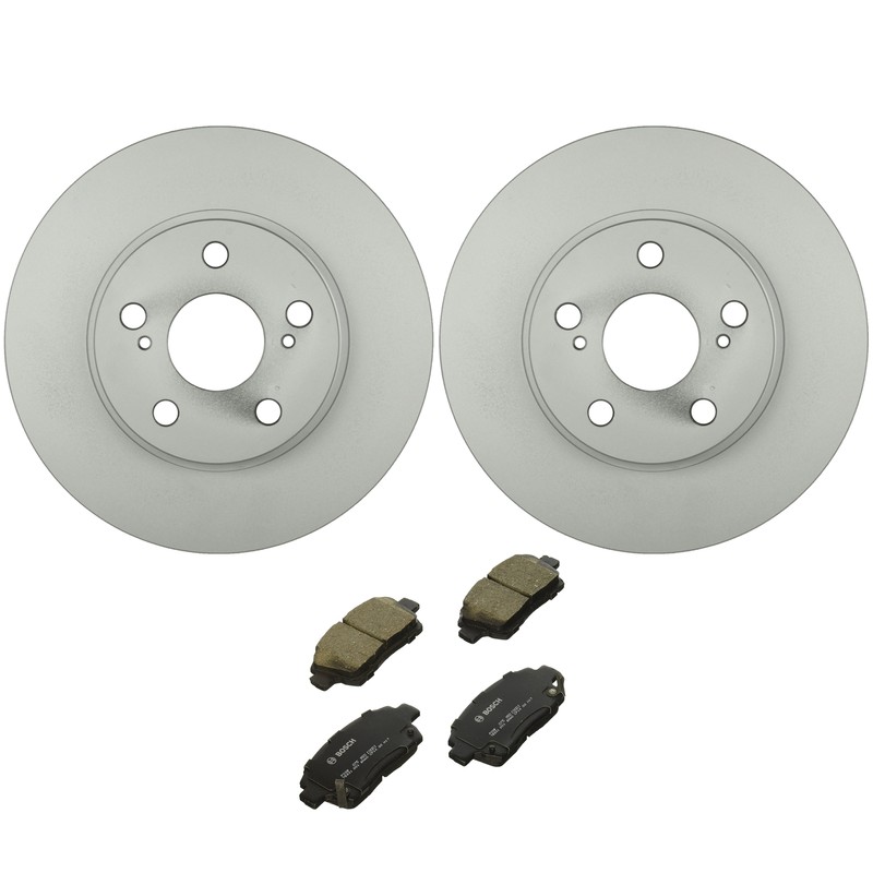 Bosch 2 Front Vented Rotors 254mm & Ceramic Disc Brake Pads Kit For Toyota Prius