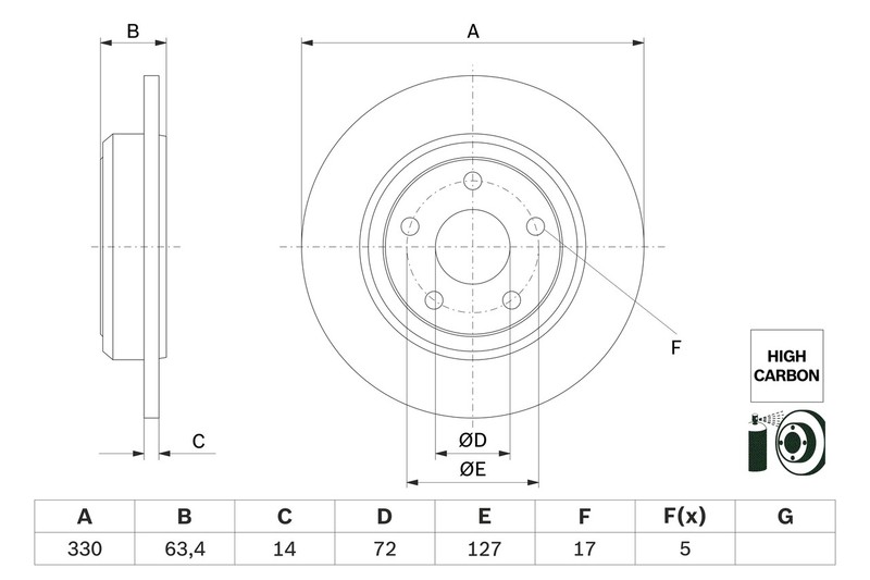 Bosch 0 986 479 F89 Brake Disc for Jeep