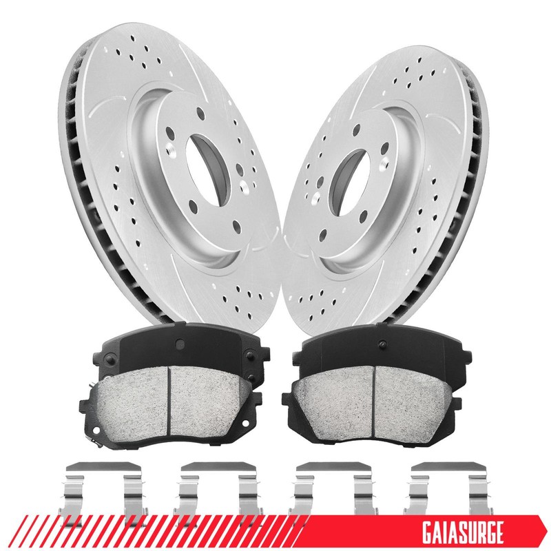 Front Drilled Disc Rotors Ceramic Brake Pad for Kia Sportage 12-16 2.0L/2.4L FWD