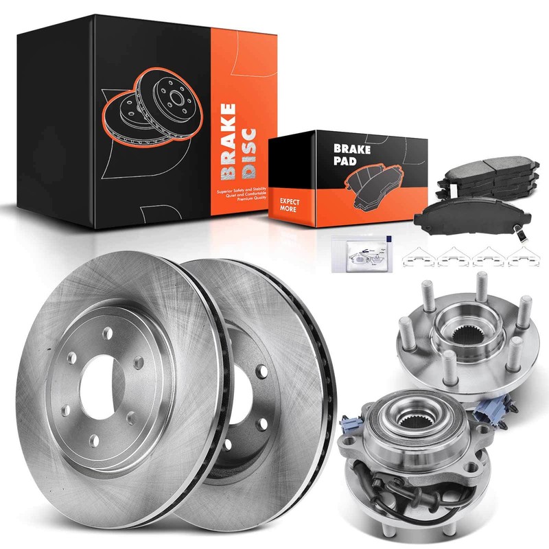 Disc Brake Rotors & Pads + Hub Bearing for Nissan Frontier Pathfinder 4.0L Front