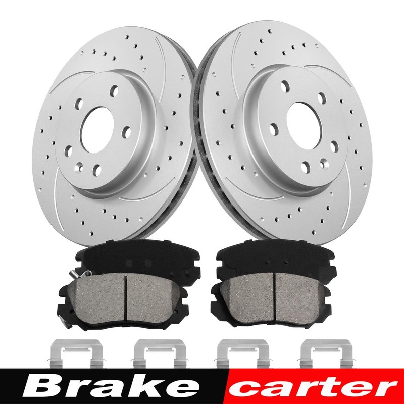 2pcs Front Drilled Disc Rotors Brake pads for Chevrolet Equinox GMC Terrain