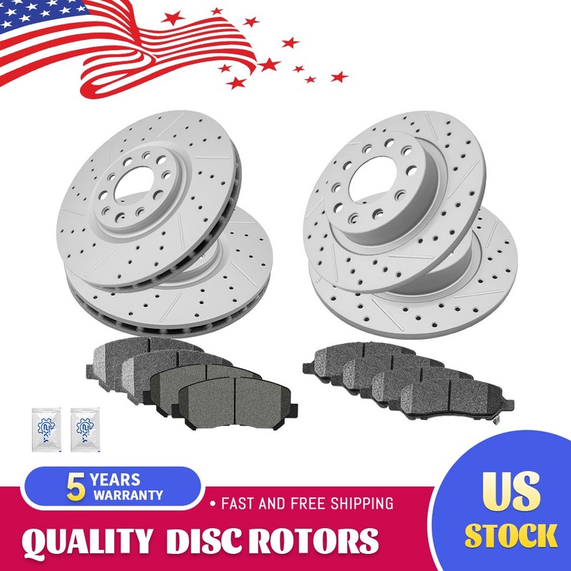 Front Rear Drilled Brake Rotors Ceramics Brake Pads for 2013 – 2016 Dodge Dart