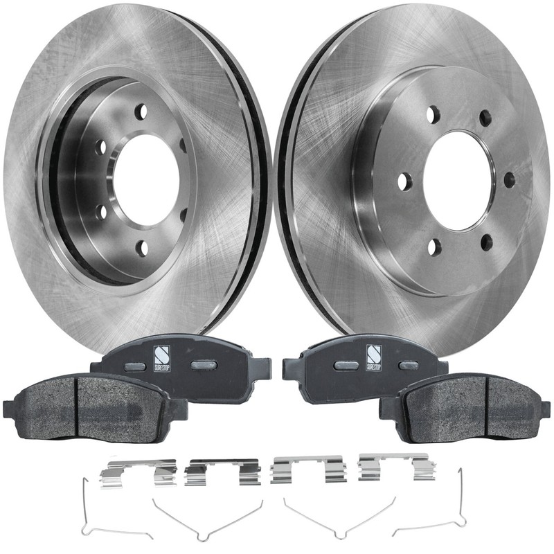 Front Brake Disc and Pad Kit For 2004-2008 Ford F-150 Plain Surface Ceramic