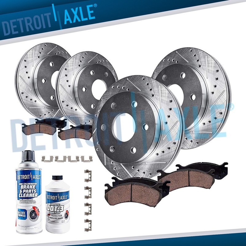 Front Rear Drilled Slotted Rotors Brake Pads for Chevrolet Trailblaz Saab 9-7X