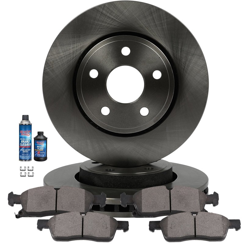Front Brake Rotors Discs + Brake Ceramic Pads For 2011 2012 2013 DODGE DURANGO