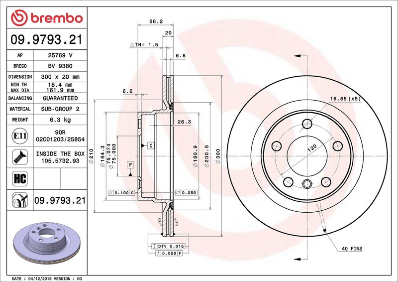2x Brake Discs Pair Vented fits BMW 420 F32 2.0 Rear 13 to 17 300mm Set Brembo gallery