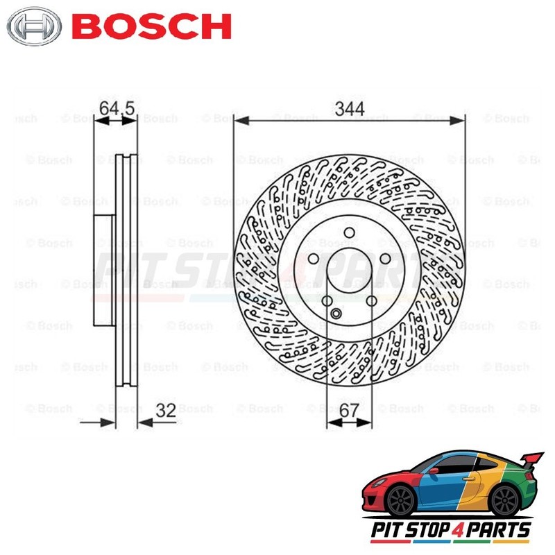 Bosch 0986479764 Brake Disc Single 64 mm Fits Mercedes-Benz E-Class 2013-2015