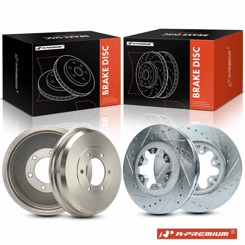 A-Premium Front & Rear Drilled Brake Rotor & Brake Drum for Chevy Colorado 04-08
