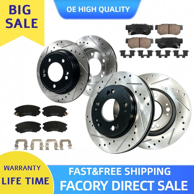 Front Rear Brake Rotor Brake Pad for 2007 2008 Hyundai Elantra（Rear Disc Brake）