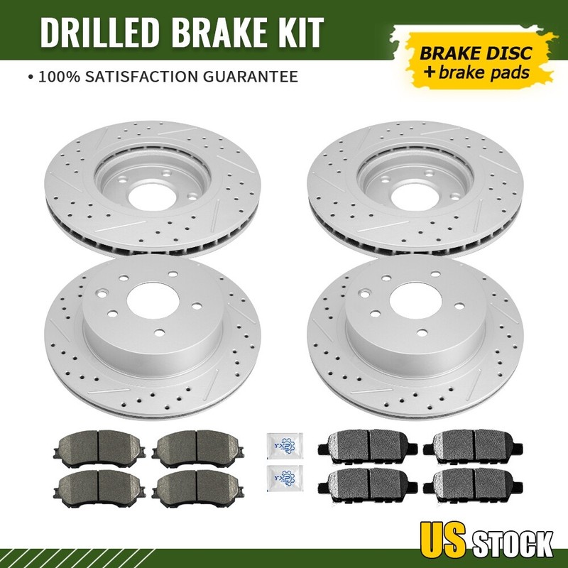 Front Rear Drilled Disc Rotors Ceramic Brake Pads for Nissan Rogue Sport Qashqai