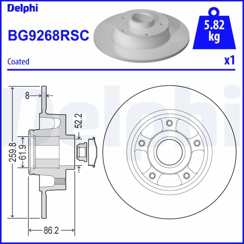 Delphi BG9268RSC Brake Disc for Renault