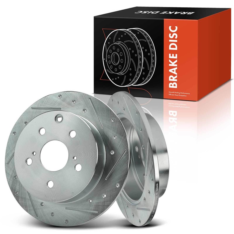 2x Rear Side Drilled Brake Rotors for Pontiac Vibe 2009-2010 Toyota Matrix 09-13