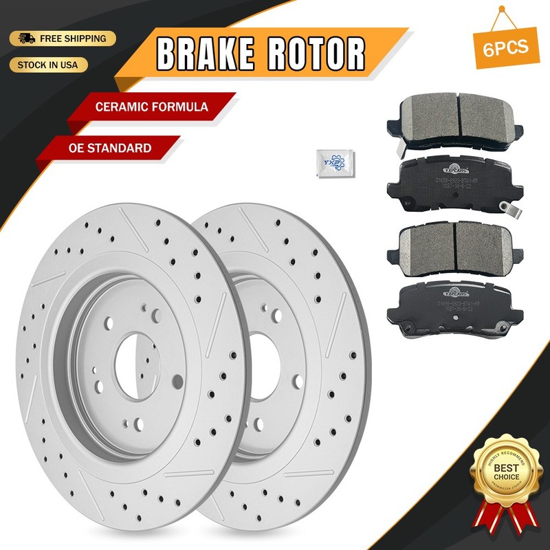Rear Drilled Disc Brake Rotors & Ceramic Pads for Acura TLX 2015-2018 2019 2020