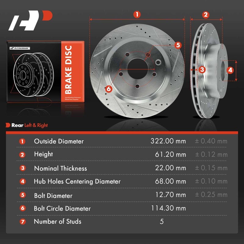 A-Premium Rear Side Drilled Brake Rotors for Nissan 350Z 2003-2008 INFINITI G35 gallery