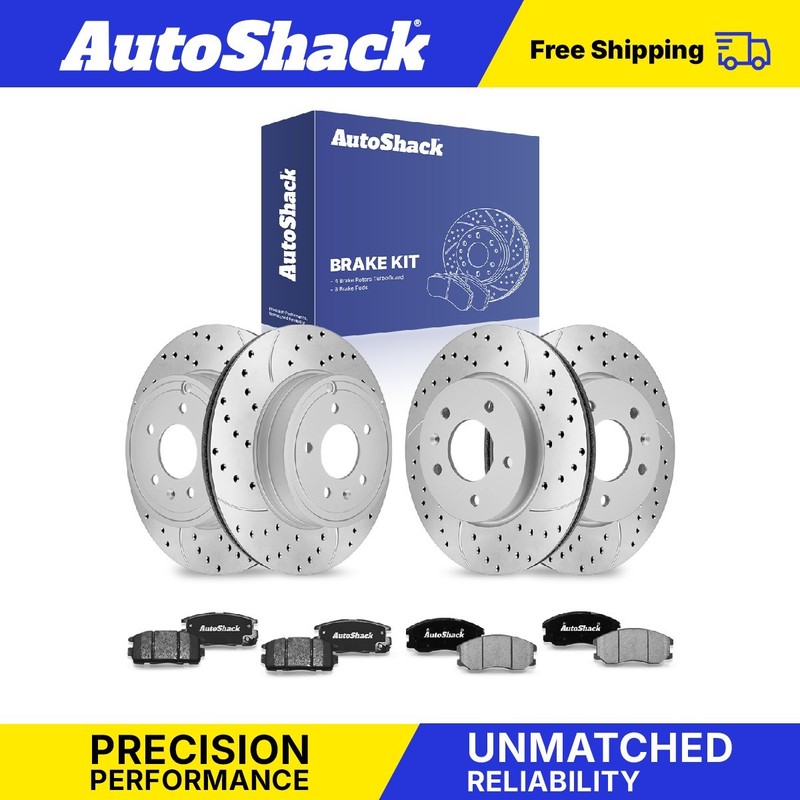 Front Rear Drilled Slotted Brake Rotors Ceramic Pads for Chevy, Equinox 07-09