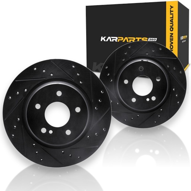 For Mercedes-Benz E55 AMG 1999-2002 Rotor Set | Black | Drilled and Slotted