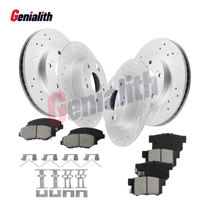 Front Rear Drilled Brake Rotors Ceramic Brake Pads for Honda Accord Hybrid 3.0L