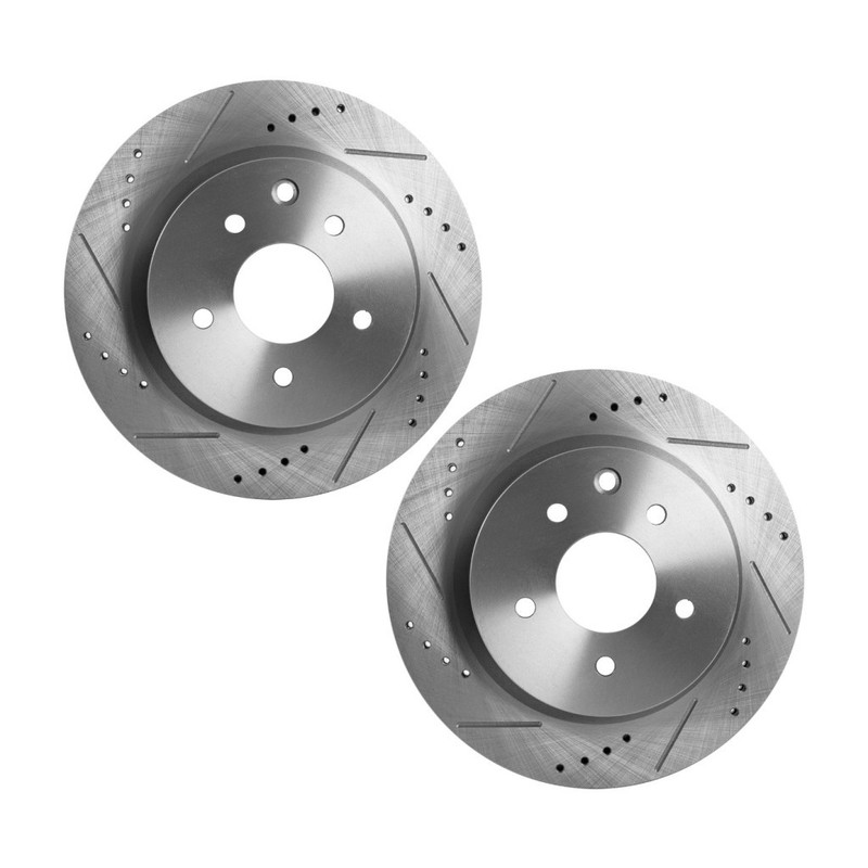 For Infiniti Q40 2015 Brake Discs Rear Natural 2-Wheel Set Vented 5 Pieces Lugs