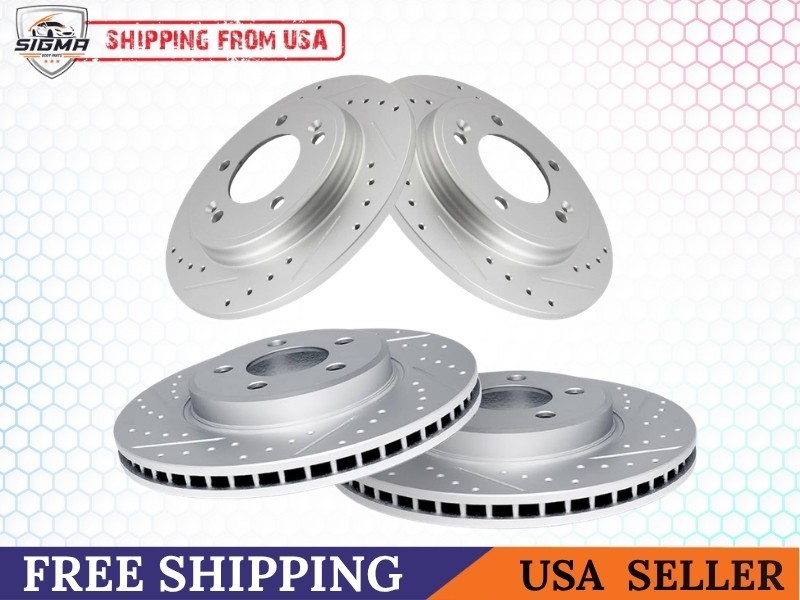 For Hyundai Elantra 2021-2023 Drilled & Slotted Brake Rotors Set Rear Front