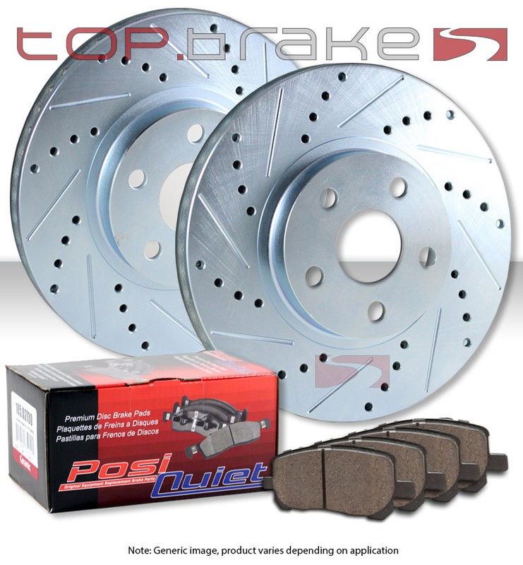 REAR TOPBRAKES Drill Slot Brake Rotors + POSI QUIET Ceramic Pads TBP14967