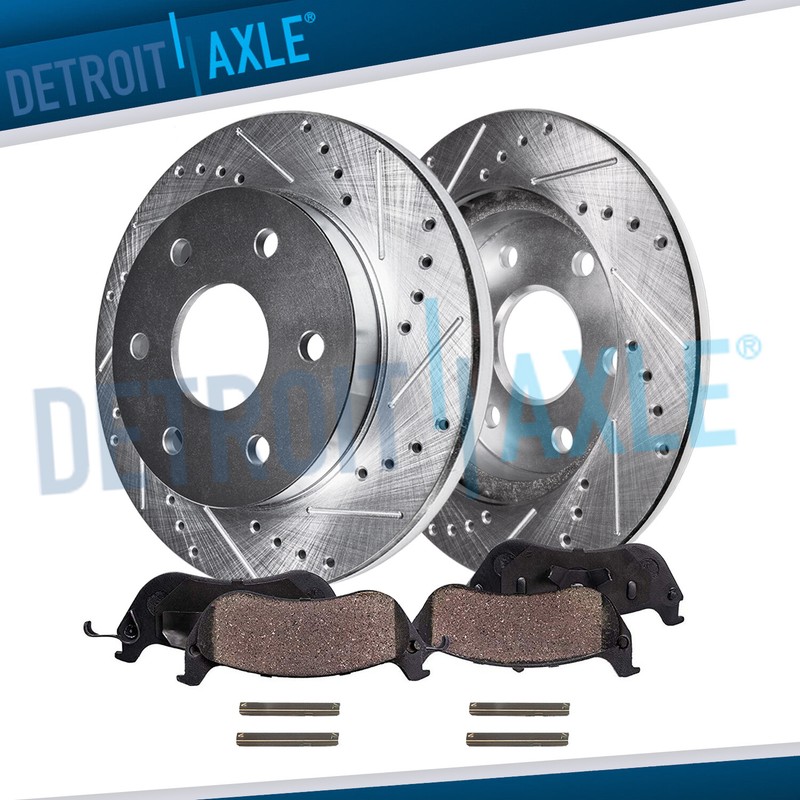Rear Drilled and Slotted Brake Rotors + Brake Pads Kit for Nissan Armada Titan