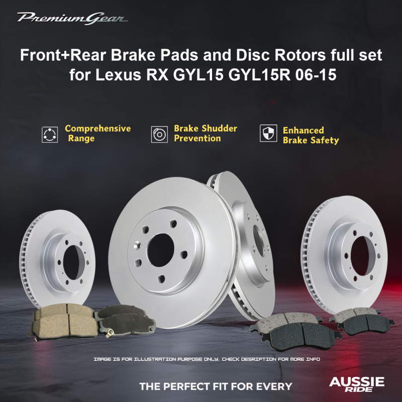 Front+Rear Brake Pads and Disc Rotors full set for Toyota Kluger Grande 14-17