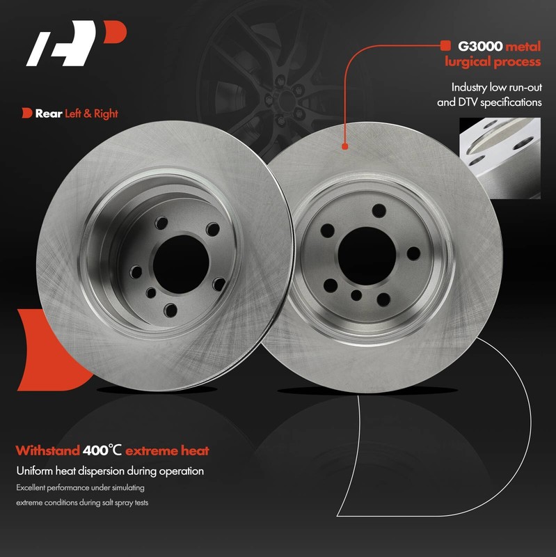 Rear Disc Brake Rotors & Ceramic Pads for BMW F15 E70 X5 2002- 2006 4.8is 4.6is gallery