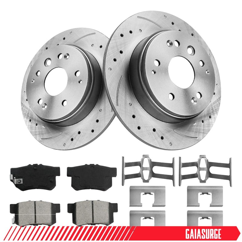 Rear Disc Rotors + Ceramic Brake Pads for 2004-2008 Acura TL Base Sedan