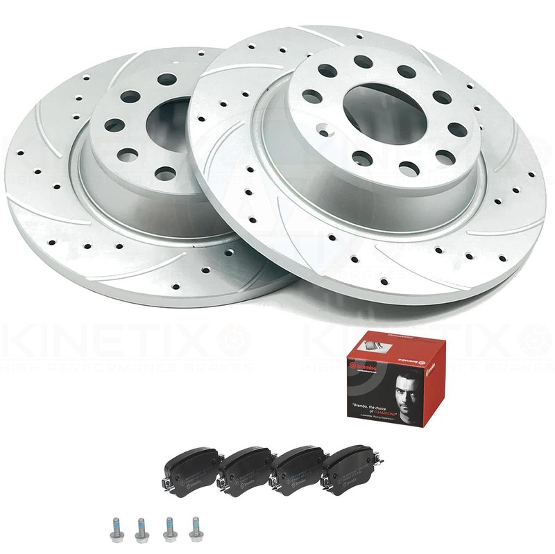 FOR VW CADDY MK4 1.6 SRE 15-20 REAR DRILLED GROOVED DISCS BREMBO PADS 272mm