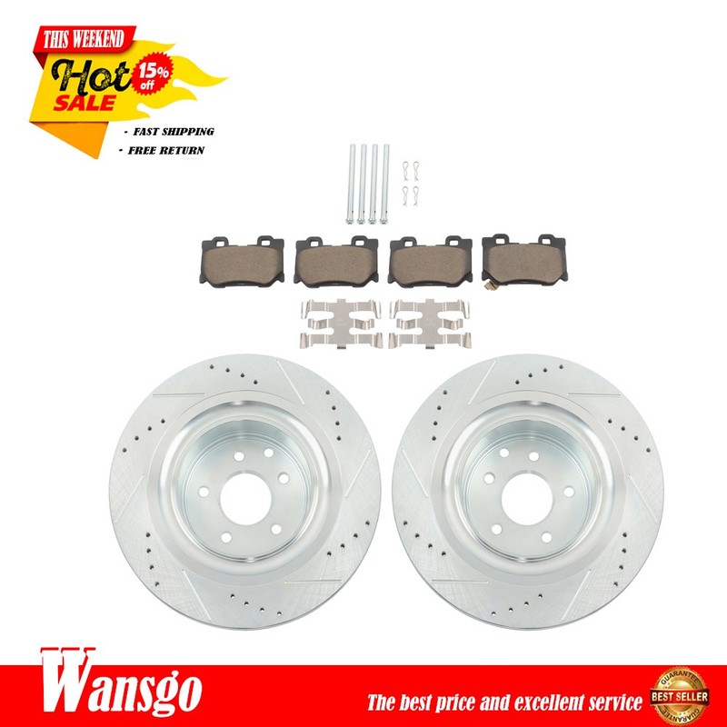 Rear Side Drilled Brake Rotors & Ceramic Pads S-12142101 For Nissan 370Z Z V6