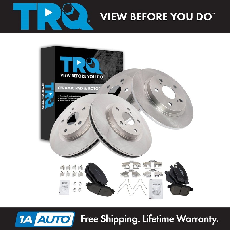 TRQ Brake Pad & Rotor Kit Ceramic Fits 17-18 Corolla iM 16 iM 09-13 Matrix