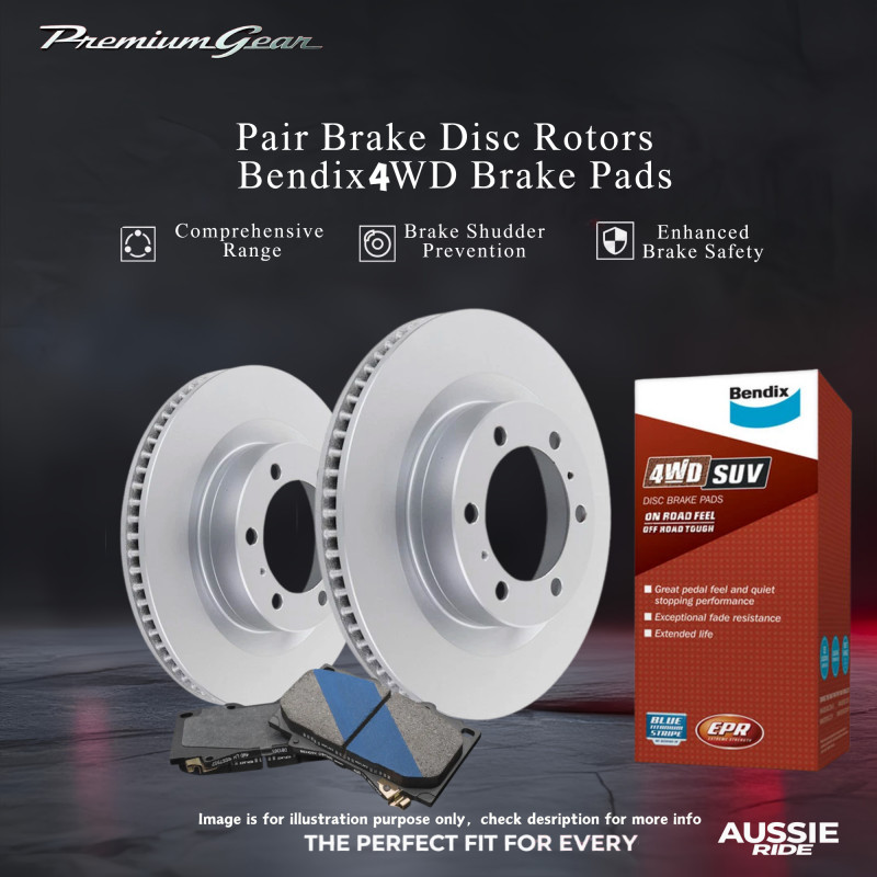Rear Disc Rotors+Bendix 4WD Brake Pads 290mm for Toyota Prius V W40 ZVW40 11-23