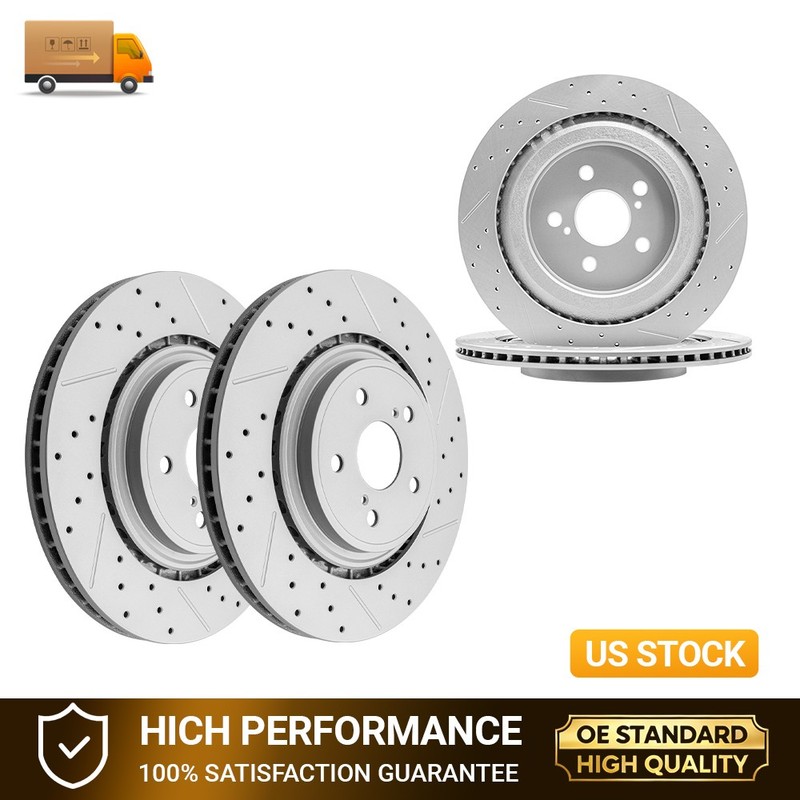 340mm Front & Rear Drilled Brake Rotors For 2020-2025 Toyota Highlander RX350