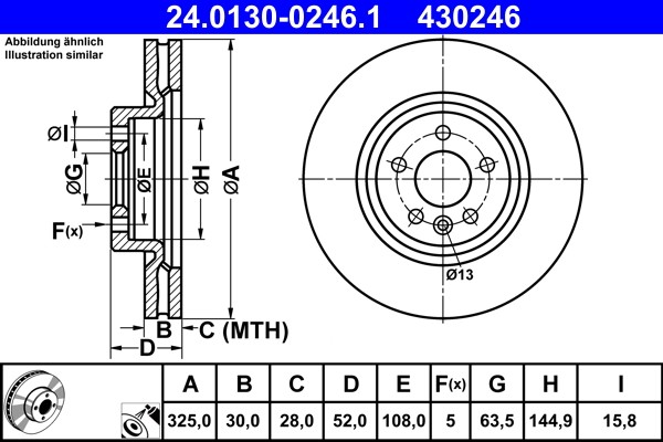 ATE 24.0130-0246.1 Brake Disc for LAND ROVER