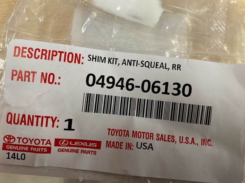 2012-2017 TOYOTA CAMRY GENUINE OEM REAR BRAKE KIT ROTORS TCMC PADS AND SHIMS gallery