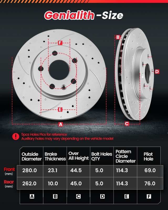 Front & Rear Brake Rotors Ceramic Pads Kit for Hyundai Veloster 2012 2013 - 2017 gallery