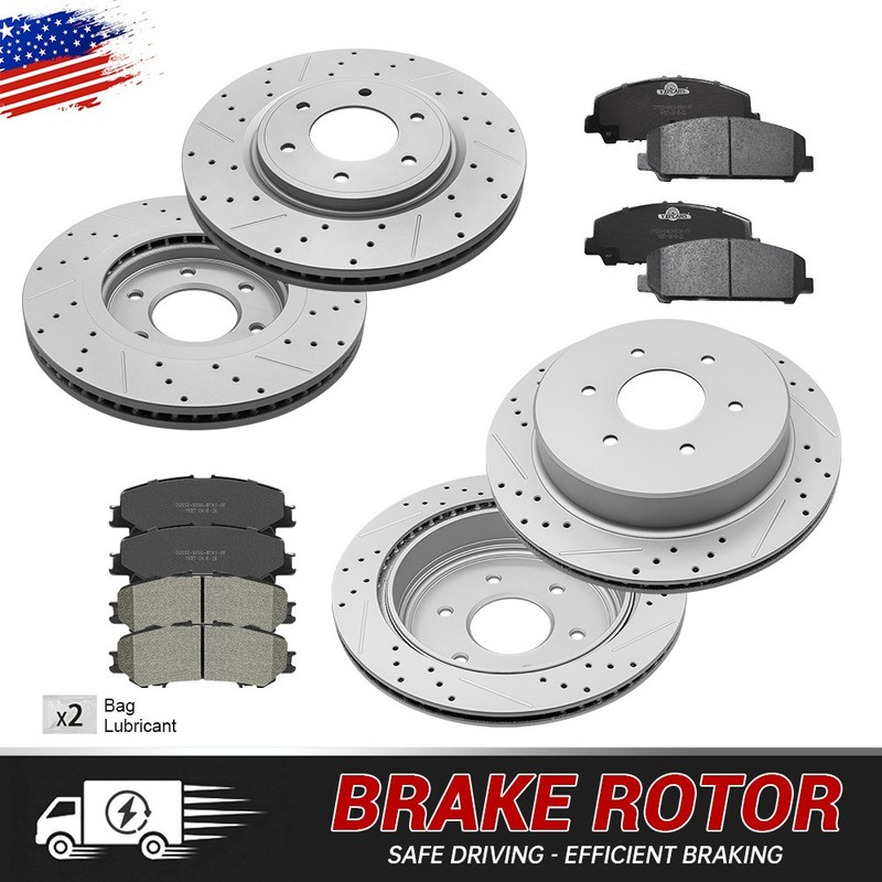 Front Rear Disc Brake Rotors And Ceramic Pads for 2017-2022 2023 Nissan Titan